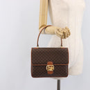 CELINE Macadam Horse Carriage Hand Bag PVC Brown Gold Tone Auth 213764V-25