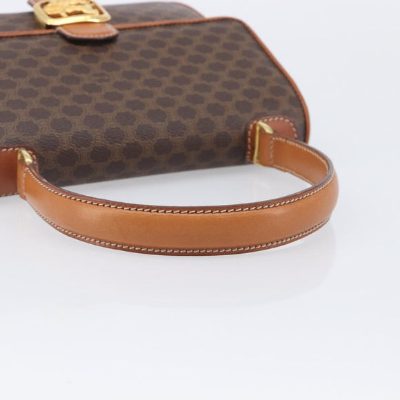 CELINE Macadam Horse Carriage Hand Bag PVC Brown Gold Tone Auth 213764V