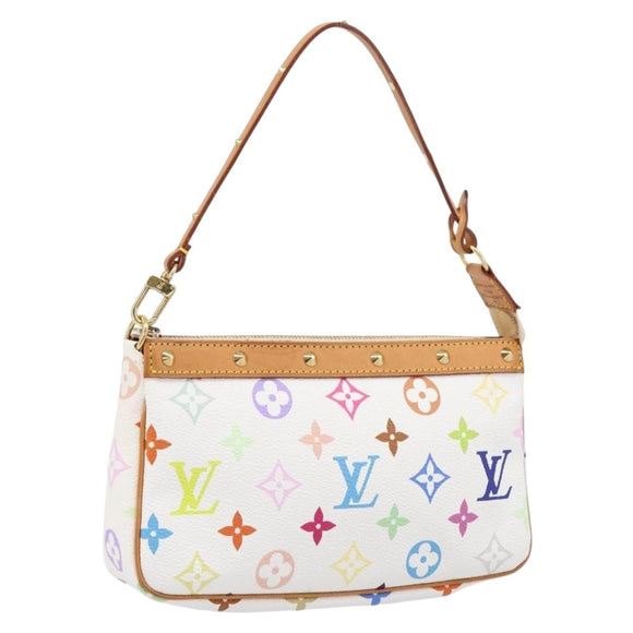 LOUIS VUITTON Monogram Multicolor Pochette Accessoires White M92649 Auth 213766V