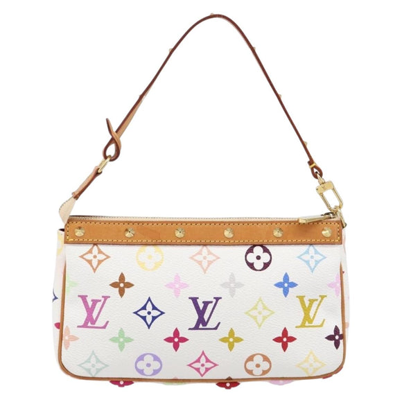LOUIS VUITTON Monogram Multicolor Pochette Accessoires White M92649 Auth 213766V