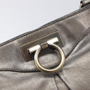 Salvatore Ferragamo Gancini Shoulder Bag Leather Gold Auth 213768A-17