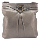 Salvatore Ferragamo Gancini Shoulder Bag Leather Gold Auth 213768A-2
