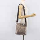 Salvatore Ferragamo Gancini Shoulder Bag Leather Gold Auth 213768A-27