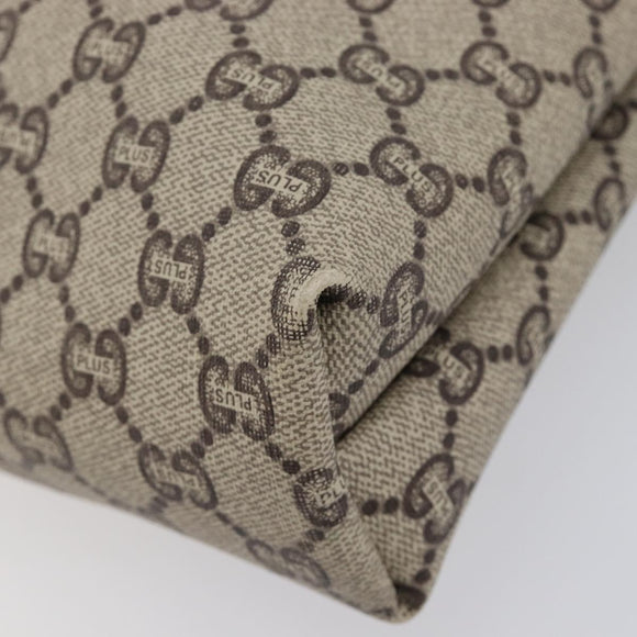 GUCCI GUCCI Plus Tote Bag PVC Leather Beige Gold Auth 213769