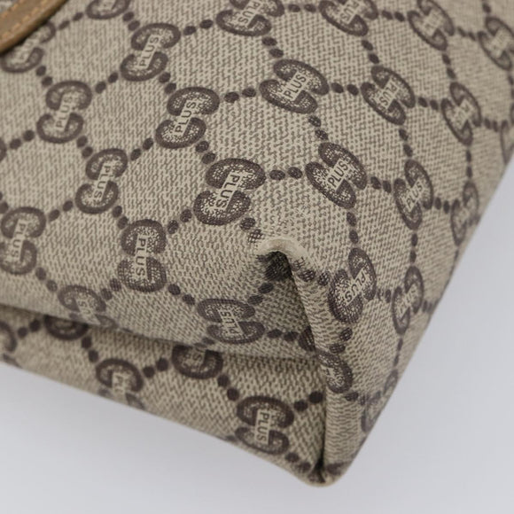 GUCCI GUCCI Plus Tote Bag PVC Leather Beige Gold Auth 213769