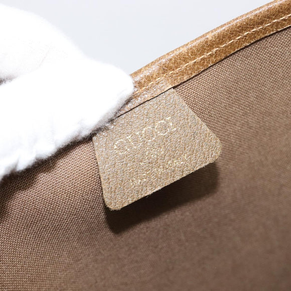 GUCCI GUCCI Plus Tote Bag PVC Leather Beige Gold Auth 213769