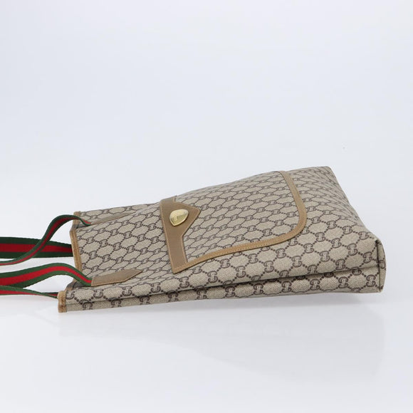 GUCCI GUCCI Plus Tote Bag PVC Leather Beige Gold Auth 213769