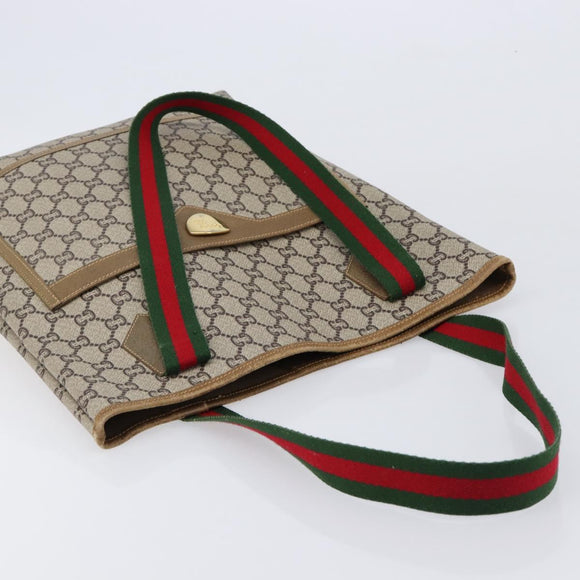 GUCCI GUCCI Plus Tote Bag PVC Leather Beige Gold Auth 213769