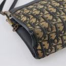 Christian Dior Trotter Canvas Shoulder Bag Navy Gold Tone Auth 213771-11