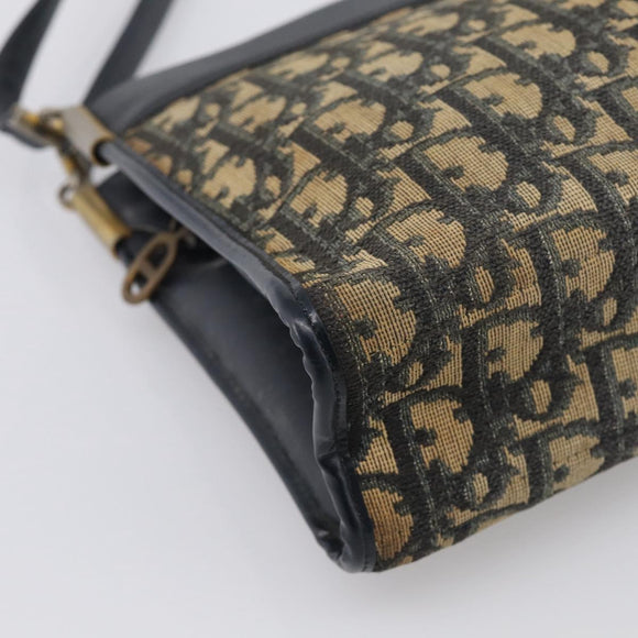 Christian Dior Trotter Canvas Shoulder Bag Navy Gold Tone Auth 213771