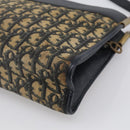 Christian Dior Trotter Canvas Shoulder Bag Navy Gold Tone Auth 213771-12
