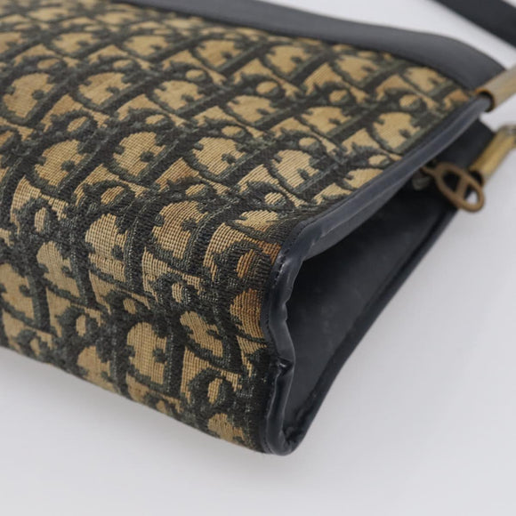 Christian Dior Trotter Canvas Shoulder Bag Navy Gold Tone Auth 213771