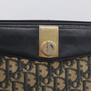 Christian Dior Trotter Canvas Shoulder Bag Navy Gold Tone Auth 213771-14