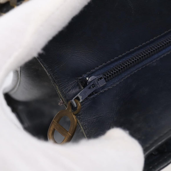 Christian Dior Trotter Canvas Shoulder Bag Navy Gold Tone Auth 213771