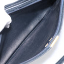 Christian Dior Trotter Canvas Shoulder Bag Navy Gold Tone Auth 213771-23