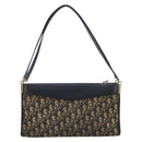 Christian Dior Trotter Canvas Shoulder Bag Navy Gold Tone Auth 213771-3