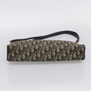 Christian Dior Trotter Canvas Shoulder Bag Navy Gold Tone Auth 213771-9