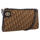 Christian Dior Trotter Canvas Shoulder Bag Brown Gold Auth 213774-1