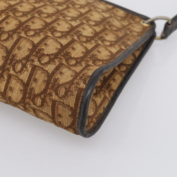 Christian Dior Trotter Canvas Shoulder Bag Brown Gold Auth 213774