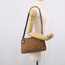 Christian Dior Trotter Canvas Shoulder Bag Brown Gold Auth 213774-19
