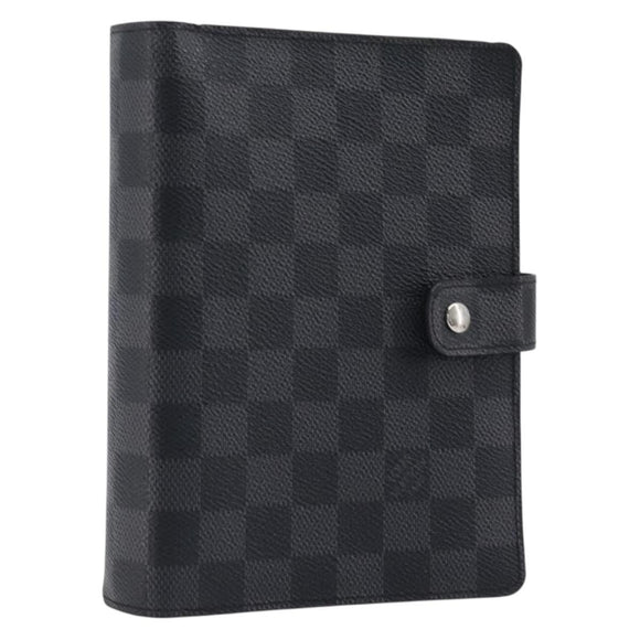 LOUIS VUITTON Damier Graphite Agenda MM Day Planner Cover R20242 LV Auth 213780