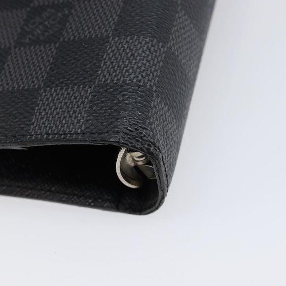 LOUIS VUITTON Damier Graphite Agenda MM Day Planner Cover R20242 LV Auth 213780