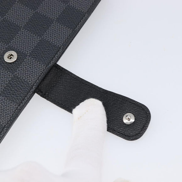 LOUIS VUITTON Damier Graphite Agenda MM Day Planner Cover R20242 LV Auth 213780