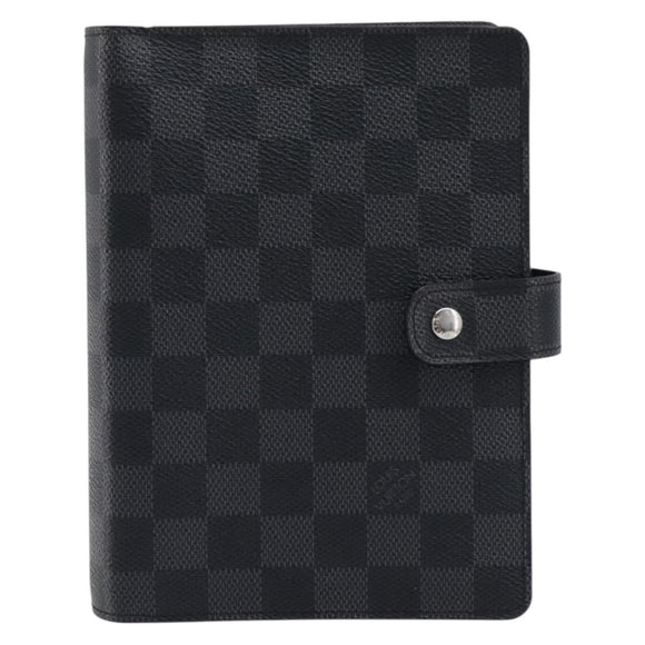 LOUIS VUITTON Damier Graphite Agenda MM Day Planner Cover R20242 LV Auth 213780
