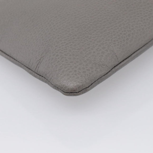 GUCCI Bamboo Clutch Bag Leather Gray Gold 449653 Auth 213782A