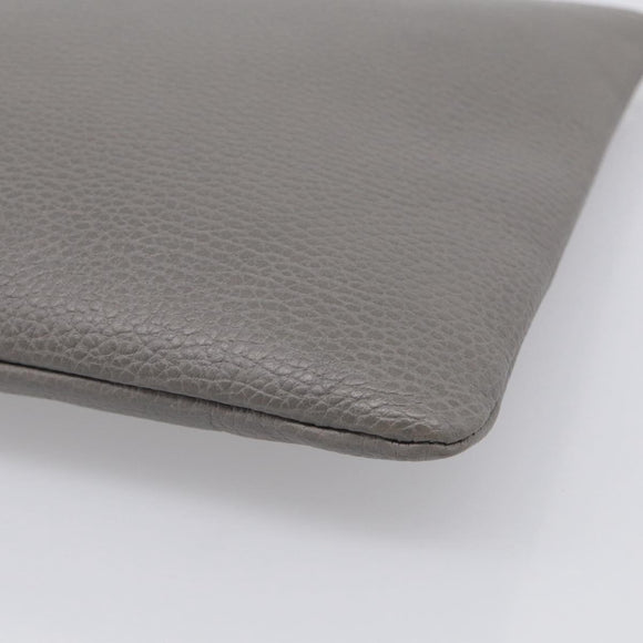 GUCCI Bamboo Clutch Bag Leather Gray Gold 449653 Auth 213782A