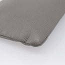 GUCCI Bamboo Clutch Bag Leather Gray Gold 449653 Auth 213782A-12