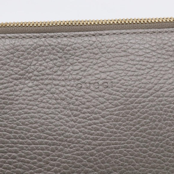 GUCCI Bamboo Clutch Bag Leather Gray Gold 449653 Auth 213782A