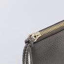 GUCCI Bamboo Clutch Bag Leather Gray Gold 449653 Auth 213782A-14