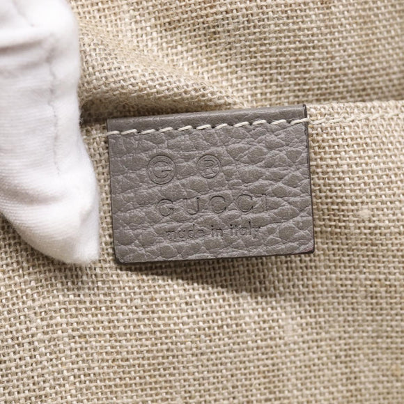 GUCCI Bamboo Clutch Bag Leather Gray Gold 449653 Auth 213782A