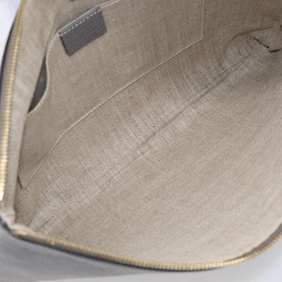 GUCCI Bamboo Clutch Bag Leather Gray Gold 449653 Auth 213782A