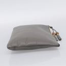 GUCCI Bamboo Clutch Bag Leather Gray Gold 449653 Auth 213782A-5