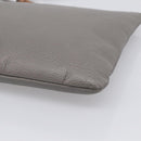 GUCCI Bamboo Clutch Bag Leather Gray Gold 449653 Auth 213782A-9
