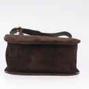 Salvatore Ferragamo Gancini Shoulder Bag Suede Brown Gold Auth 213783-10