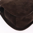 Salvatore Ferragamo Gancini Shoulder Bag Suede Brown Gold Auth 213783-11