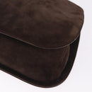 Salvatore Ferragamo Gancini Shoulder Bag Suede Brown Gold Auth 213783-12
