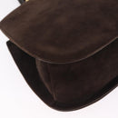 Salvatore Ferragamo Gancini Shoulder Bag Suede Brown Gold Auth 213783-13
