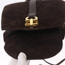 Salvatore Ferragamo Gancini Shoulder Bag Suede Brown Gold Auth 213783-17