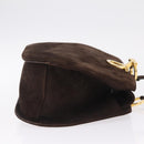 Salvatore Ferragamo Gancini Shoulder Bag Suede Brown Gold Auth 213783-4