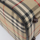 BURBERRY Nova Check Hand Bag Canvas Beige Gold Tone Auth 213784-15