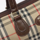 BURBERRY Nova Check Hand Bag Canvas Beige Gold Tone Auth 213784-18