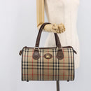 BURBERRY Nova Check Hand Bag Canvas Beige Gold Tone Auth 213784-26
