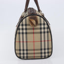 BURBERRY Nova Check Hand Bag Canvas Beige Gold Tone Auth 213784-4