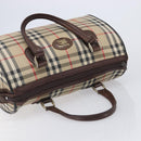 BURBERRY Nova Check Hand Bag Canvas Beige Gold Tone Auth 213784-6