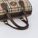 BURBERRY Nova Check Hand Bag Canvas Beige Gold Tone Auth 213784-7