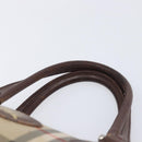 BURBERRY Nova Check Hand Bag Canvas Beige Gold Tone Auth 213784-8